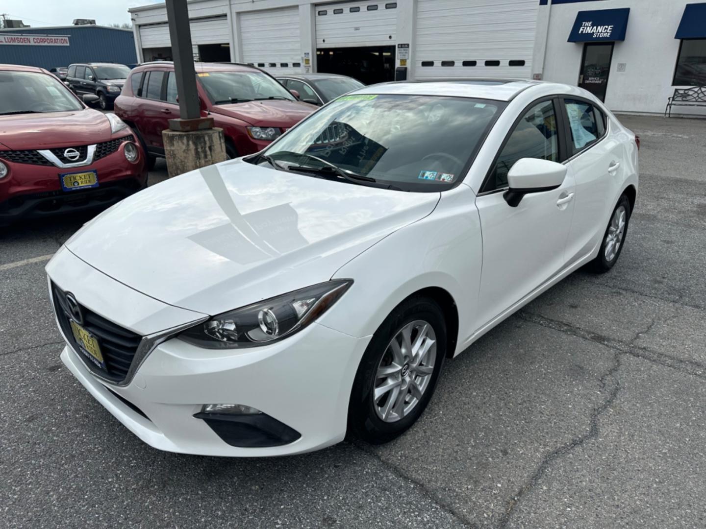 2014 WHITE Mazda MAZDA3 i Touring AT 4-Door (JM1BM1V76E1) with an 2.0L L4 DOHC 16V engine, 6-Speed Automatic transmission, located at 1254 Manheim Pike, Lancaster, PA, 17601, (717) 393-9133, 40.062870, -76.323273 - Photo#0